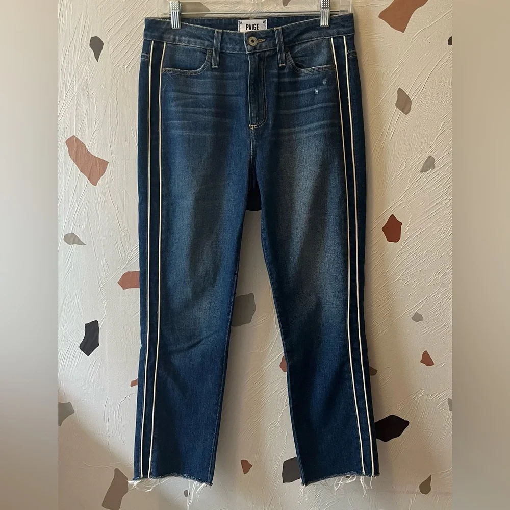 Paige Hoxton Straight Ankle Jeans in Indigo Cream size 28 - Picture 6 of 15